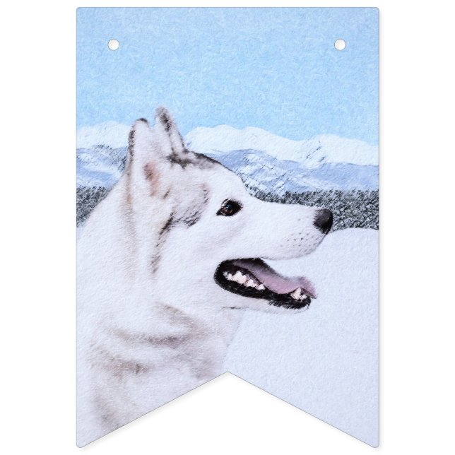 Hund av siberian husky (Silver och vitt) Vimplar (Första flaggan)