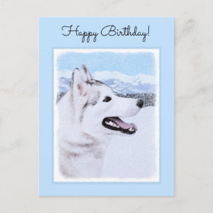 Hund av siberian husky (Silver och vitt) Vykort