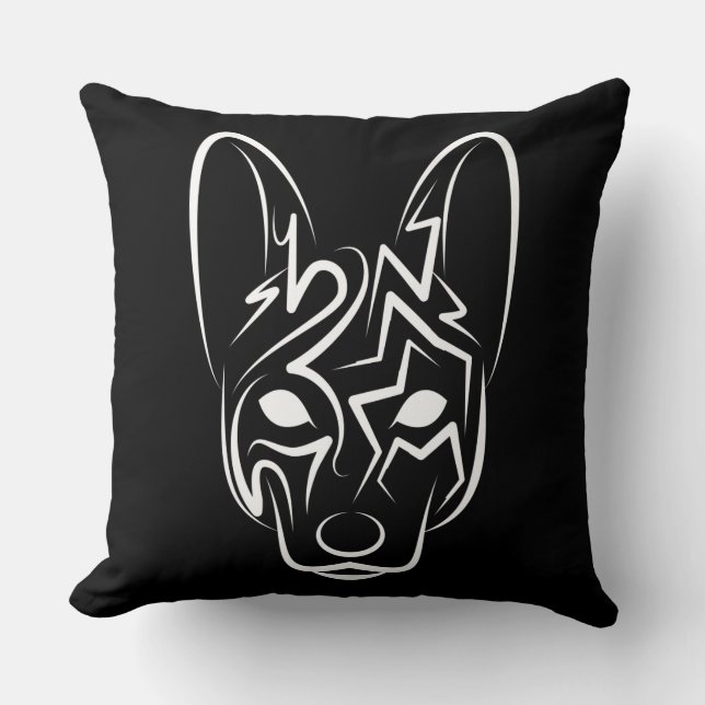 Hund av svartvita stammar kudde (Framsida)