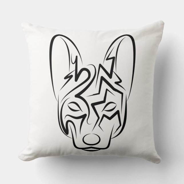 Hund av svartvita stammar kudde (Framsida)