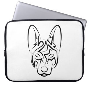 Hund av svartvita stammar laptop fodral