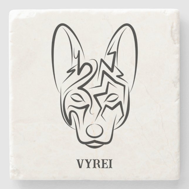 Hund av svartvita stammar stenunderlägg (Framsidan)