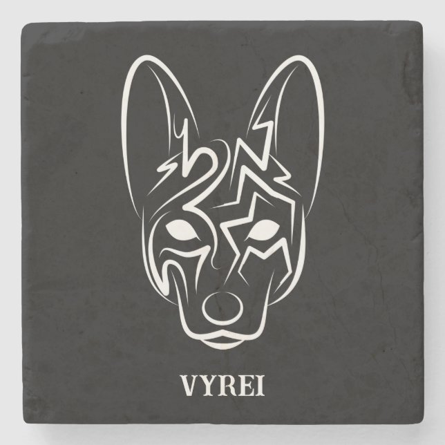 Hund av svartvita stammar stenunderlägg (Framsidan)