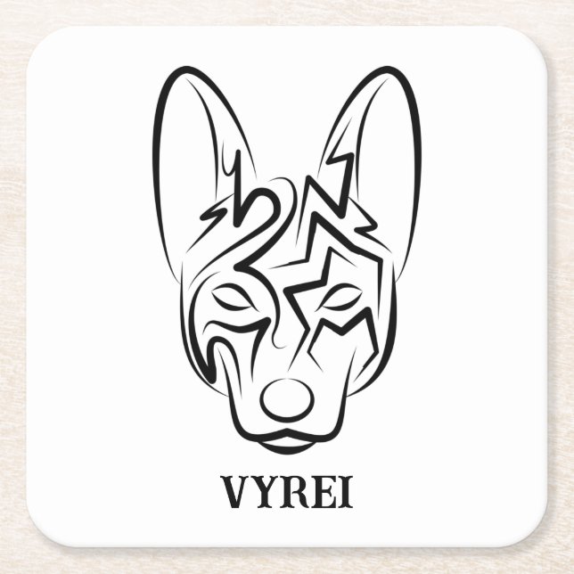 Hund av svartvita stammar underlägg papper kvadrat (Framsidan)