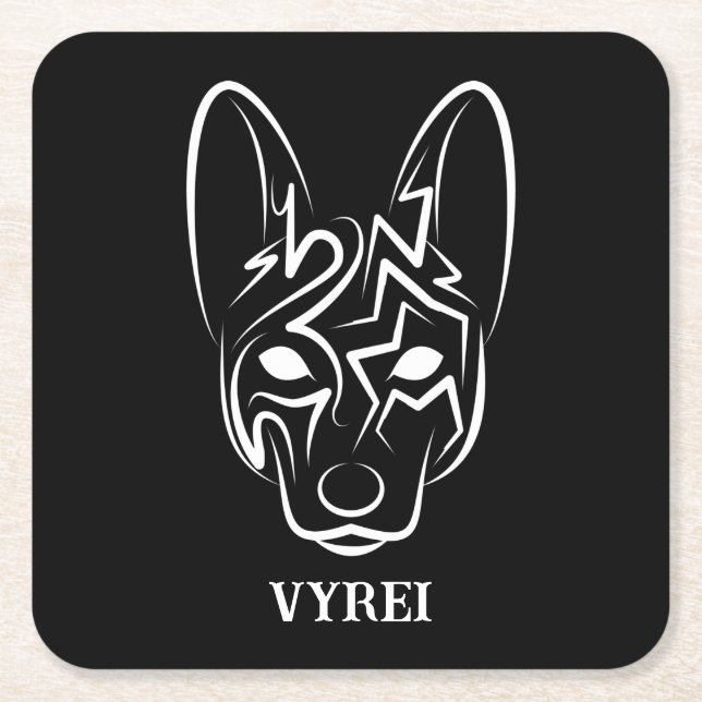 Hund av svartvita stammar underlägg papper kvadrat (Framsidan)