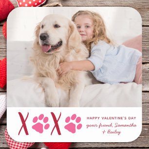Hund av Valentines day XOXO Cute Kids Classroom Fyrkantigt Klistermärke