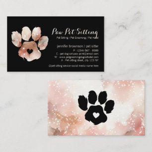 Hund av vattenfärgen tass Pet Sitter Grooming Wate Visitkort
