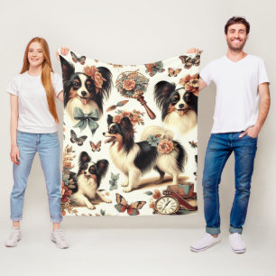 Hund av Vintage Papillon Fleecefilt