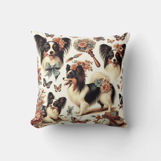 Hund av Vintage Papillon Kudde (Framsida)