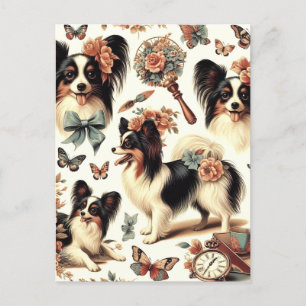 Hund av Vintage Papillon Vykort