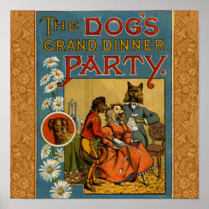 hund av Vintagen hund Middag Party Poster