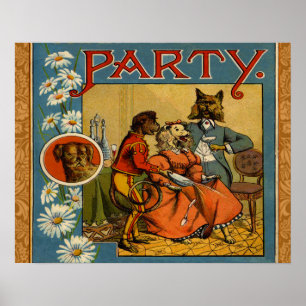 hund av Vintagen hund Middag Party Poster