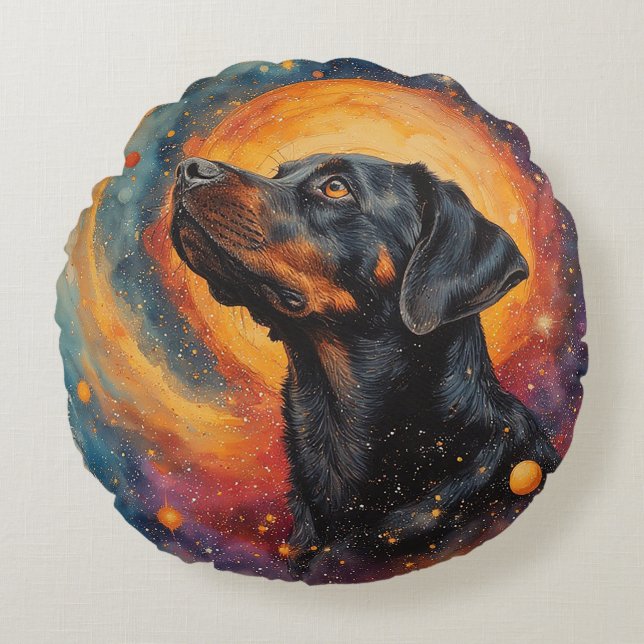 Hund av Whimsical Cosmos Rund Kudde (Framsidan)
