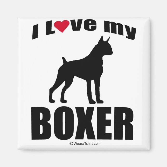 "HUND AVELN" - BOXER - "I KÄRLEK MY BOXER" MAGNET (Framsidan)