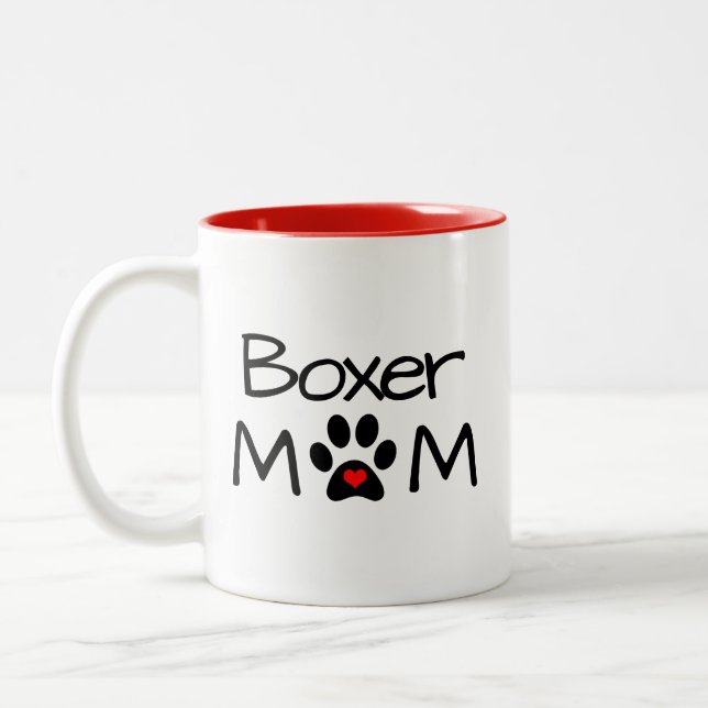 Hund aveln-gåvor, Boxer Mamma Två-Tonad Mugg (Vänster)