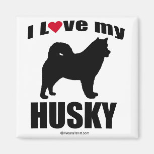 "HUND AVELN" - HUSKY - "I KÄRLEK MY HUSKY" MAGNET