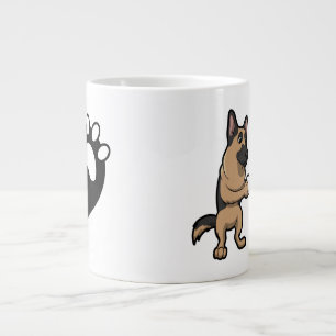 Hund aveln och kaffe i tyska shepherd på morgonen jumbo mugg