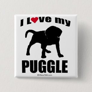 "HUND AVELN" - PUGGLE - "ÄLSKAR JAG MIN PUGGLE ", KNAPP