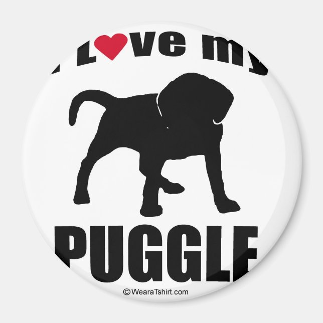 "HUND AVELN" - PUGGLE - "I KÄRLEK MY PUGGLE" MAGNET (Framsidan)