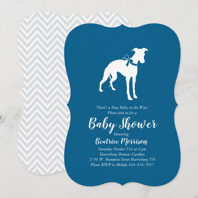 Hund Baby Shower Boy Blue Inbjudningar (Fram/baksida)