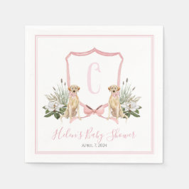 Hund Baby Shower för Preppy Southern Rosa Girl Pappersservett