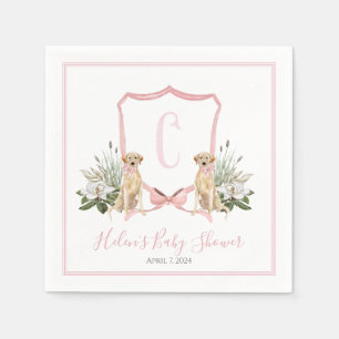 Hund Baby Shower för Preppy Southern Rosa Girl Pappersservett