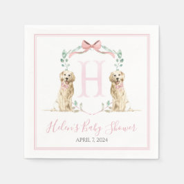 Hund Baby Shower för Preppy Southern Rosa Girl Pappersservett
