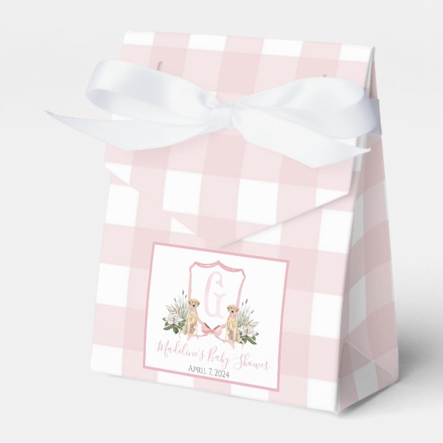 Hund Baby Shower för Preppy Southern Rosa Girl Presentaskar (Framsidan Sidan)
