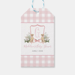 Hund Baby Shower för Preppy Southern Rosa Girl Presentetikett