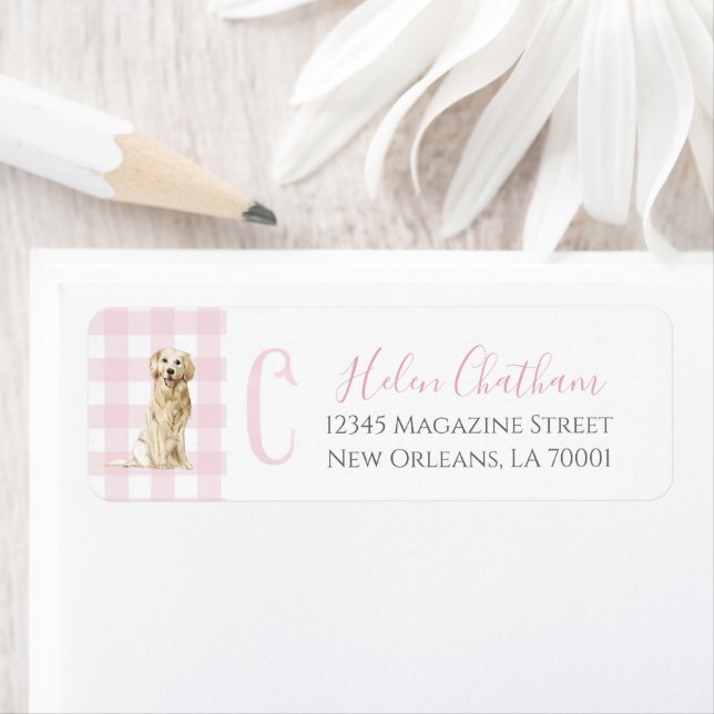 Hund Baby Shower för Preppy Southern Rosa Girl Returadress Etikett (Insitu)