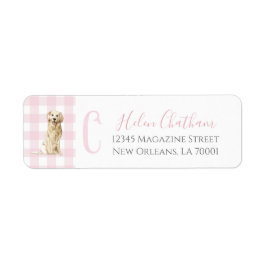Hund Baby Shower för Preppy Southern Rosa Girl Returadress Etikett