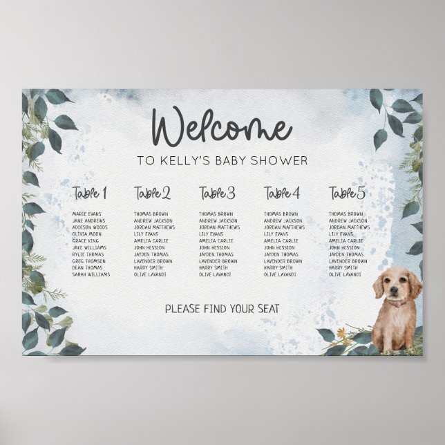 Hund Babykläder, sittplan Poster (Framsidan)