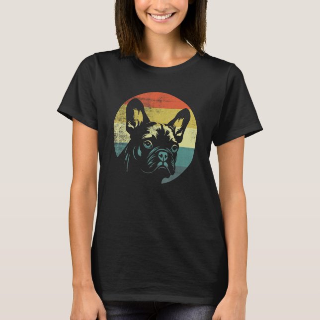 Hund Baksida för Fransken Retro Design T Shirt (Framsida)