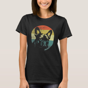 Hund Baksida för Fransken Retro Design T Shirt