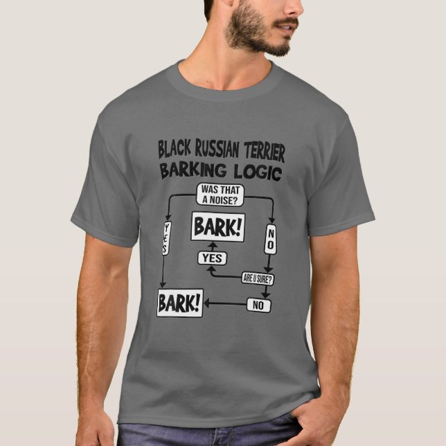 Hund Barking Logic, Hund Gift, Funny Black Russian T Shirt (Framsida)