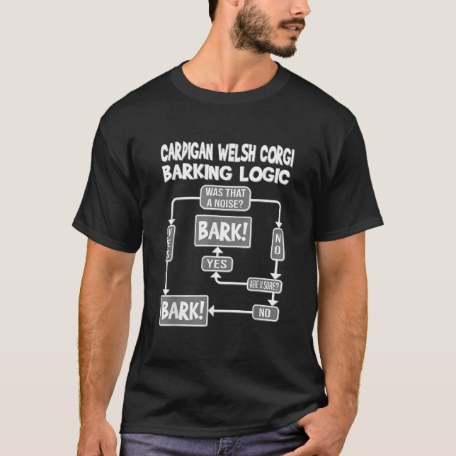 Hund Barking Logic hund-presentidé Funny Cardigan  T Shirt (Framsida)