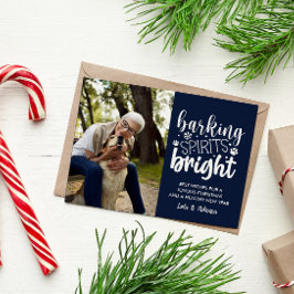 HUND BARKING SPIRIT BRIGHT PET NAVY BLUE CHRISTMAS HELG VYKORT