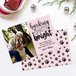 HUND BARKING SPIRIT BRIGHT PET ROSA CHRISTMAS JULKORT