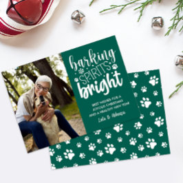 HUND BARKING SPIRIT BRIGHT TASSAR GRÖNT CHRISTMAS JULKORT