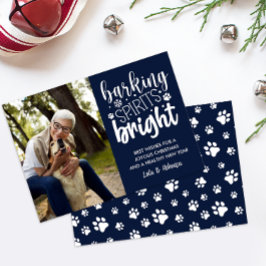 HUND BARKING SPIRIT BRIGHT TASSAR NAVY CHRISTMAS JULKORT