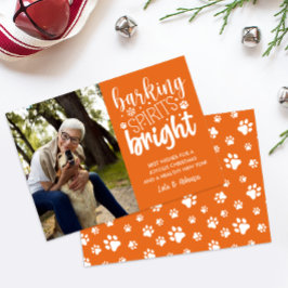 HUND BARKING SPIRIT BRIGHT TASSAR ORANGE CHRISTMAS JULKORT