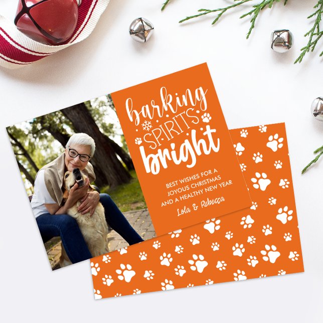 HUND BARKING SPIRIT BRIGHT TASSAR ORANGE CHRISTMAS JULKORT (SAVE MONEY SEND DIGITAL DOWNLOAD CHRISTMAS CARD WITH DOG THEME FOR ALL PUPPY LOVER OR DOG OWNER)
