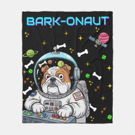 Hund "Barkonaut" Bulldog Älskare Galaxy Fleecefilt