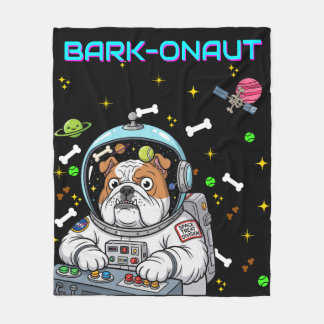 Hund "Barkonaut" Bulldog Älskare Galaxy Fleecefilt
