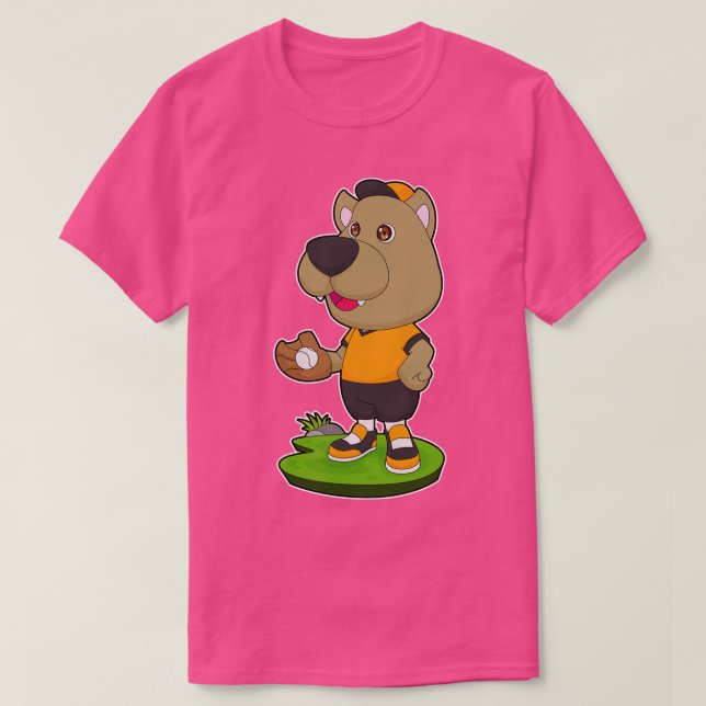 Hund Baseball Baseball-handske T Shirt (Design framsida)