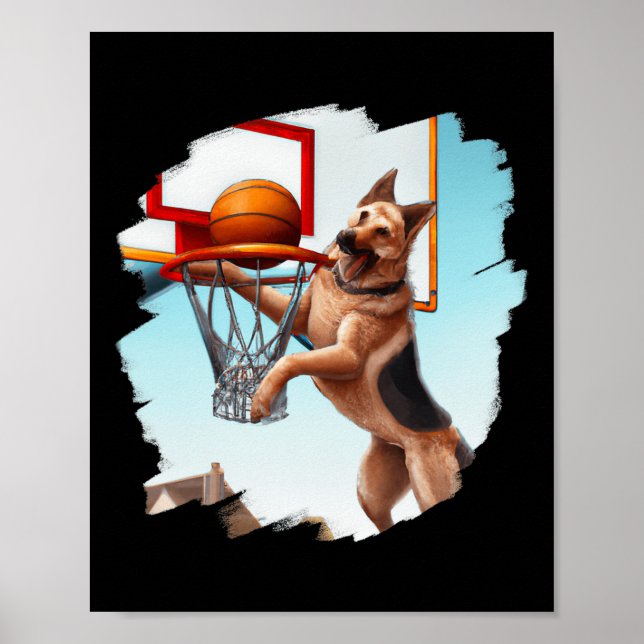Hund Basketball Roligt  Basketb Poster (Framsidan)