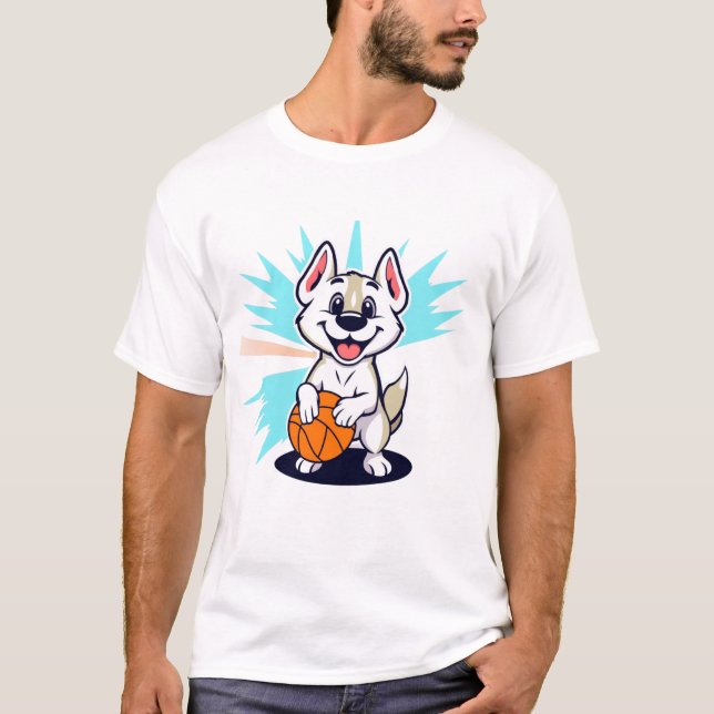 Hund basketboll t shirt (Framsida)