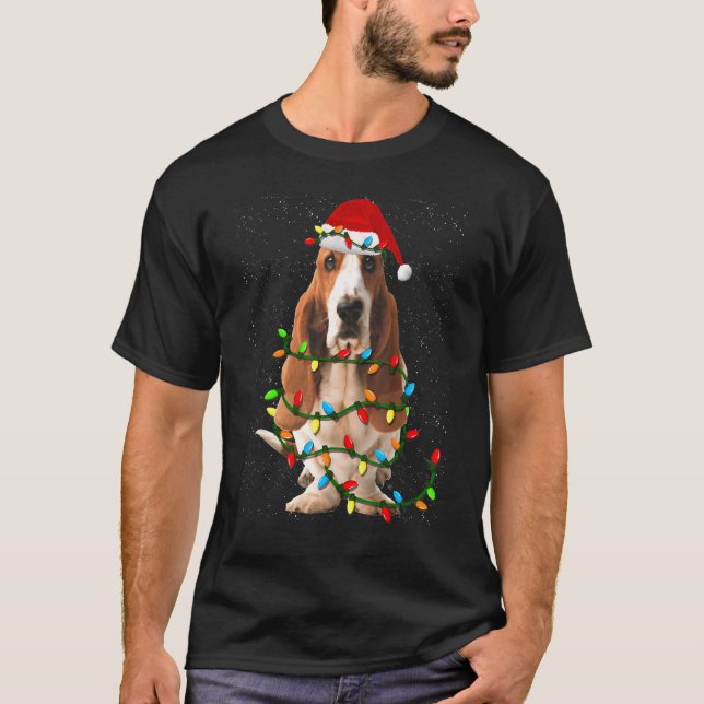 Hund Basset Hound God Jul Funny Basset Hound T Shirt (Framsida)