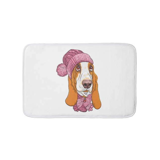 hund Basset Hound har rasat i trikå Badrumsmatta (Framsidan)