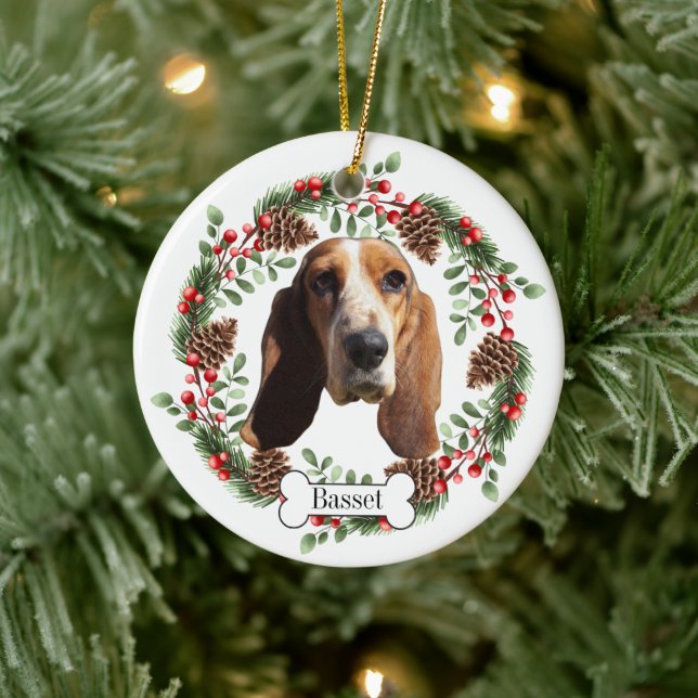 Hund Basset Hound Julgransprydnad Keramik (Träd)